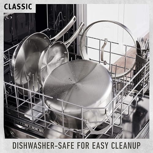 Calphalon Classic Stainless Steel Cookware Set, 10-Piece, Impact-Bonded Aluminum Base, Stay-Cool Handles, Oven Safe 450F, Silver thumbnail 4