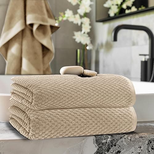 COTTON CRAFT Waffle Bath Sheets - Set of 2 Luxury Euro Spa Waffle Weave Bath Sheet Towels - 100% Ringspun Cotton Bath Sheet - Absorbent Quick Dry Bath Towel Sheet - Oversized 35 inch x 70 inch - Linen thumbnail 2