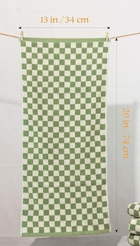 Madi-Cadi Hand Towels 5 Pack - Cotton Face Towels Soft, Absorbent, and Decorative Checkered Design for Bathroom, Kitchen, Gym, and Spa - 13 x 29 Inches for Any Occasion thumbnail 3