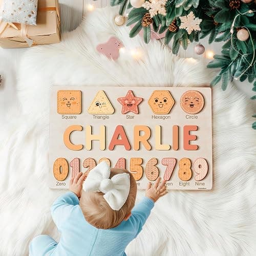 Personalized Name Puzzle with Numbers and Shapes, Name Puzzle for Kids, Custom Birthday Gift for Kids, for Toddlers, Unique New Baby Gift, 1 Year Old Boy and Girl Toys, Wood Toy thumbnail 8
