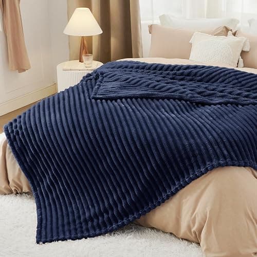 Bedsure GentleSoft Blue Fleece Blanket for Couch - Cozy Soft Blankets for Women, Cute Small Throws for Girls, 90x90 Inches thumbnail 7
