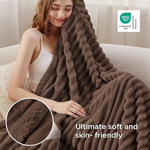 Bedsure GentleSoft Brown Fleece Blanket for Couch - Cozy Soft Blankets for Women, Cute Small Throws for Girls, 50x70 Inches thumbnail 5