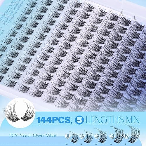Pawotence Wispy Lash Clusters Natural Eyelash Clusters 8-16mm Cluster Eyelash Extensions 144pcs Fairy Individual Lashes Wispy Cluater Lashes Extension Natural Look thumbnail 3