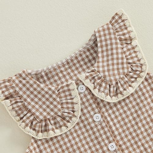 Toddler Baby Girl Clothes Summer Outfit Plaid Gingham Short Sleeve Shirt Sleeveless Tank Tops Pants Set thumbnail 4