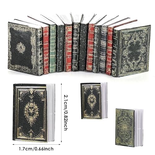 Molain Miniatures Dollhouse Books, 1:12 Scale Mini Books, Model Decoration for Dollhouse Accessories Boys and Girls Play Entertainment Supplies (12 Pcs) thumbnail 4