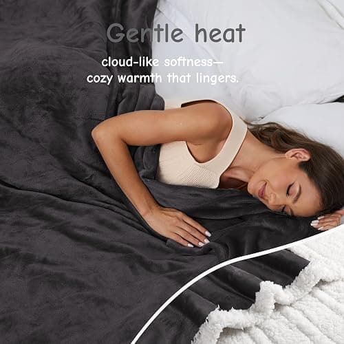 Electric Heated Blanket Full Size 72"x84", Soft Flannel with Overheat Protection, 6 Adjustable Heat Settings & 10-Hour Auto-Off Timer, Fast Heating for Winter Comfort, Dark Gray thumbnail 2