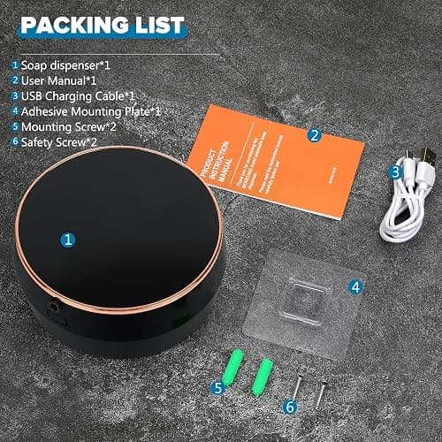 Automatic Soap Dispenser Foam Bathroom: Wall Mount Rechargeable Touchless Adjustable Auto Smart Electric Plastic Black Foaming Soap Dispenser with Clock - Kitchen - Hand Dish Lotion Couple Kids thumbnail 8