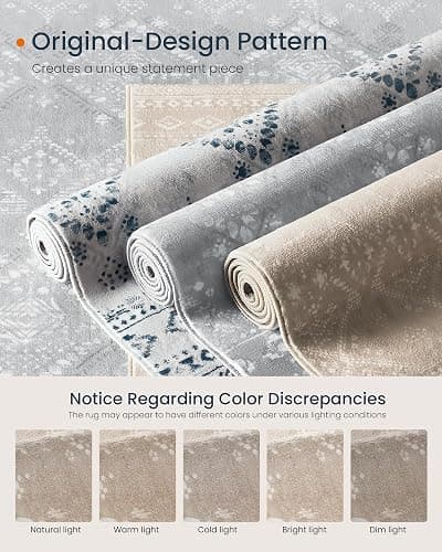 SONGMICS HOME Area Rug, 5x7 ft Rug for Bedroom, Non-Slip Carpet, Home Decor, for Living Room, Machine Washable, Boho Style, Cappuccino Beige UTAR023K01V1 - Cappuccino Beige - 5'W x 7'L thumbnail 6