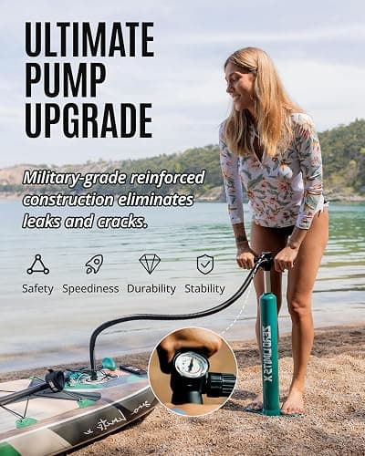 ZLX Inflatable Stand Up Paddle Board, 10'6" SUP Non-Slip Stable Deck Pad, Unique Center Fin, Premium Accessories, Portable Paddleboard for Adults, Beginners, All Skill Levels thumbnail 5