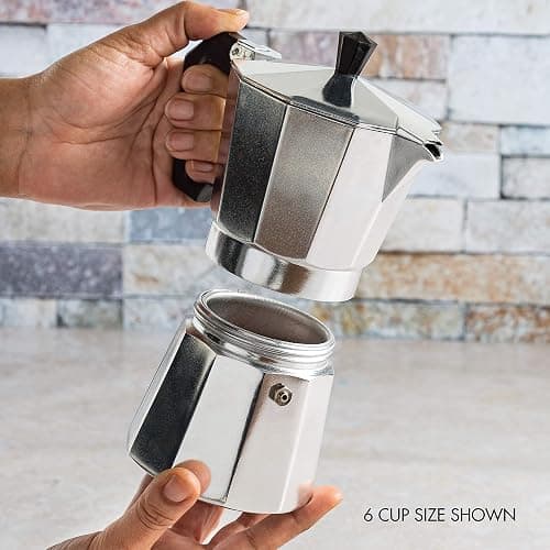 Primula Classic Stovetop Espresso and Coffee Maker, Moka Pot for Italian and Cuban Café Brewing, Greca Coffee Maker, Cafeteras, 12 Espresso Cups, Silver thumbnail 8
