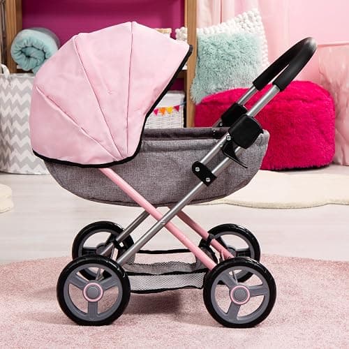 Bayer Baby Doll Stroller Toy Set with Accessories - Pink/Grey Pretend Play Carriage for Toddlers & Kids up to 18 Inch Dolls thumbnail 7