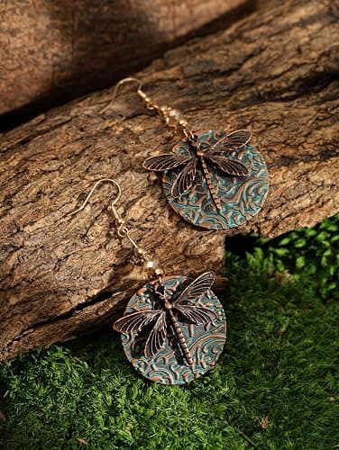 MINACHI Ethnic Vintage Bohemian Retro Antique Turquoise Color Theme Dangle Drop Earrings, Boho Jewelry Gift for Women thumbnail 4