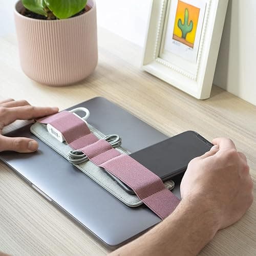 Beblau Slim Schlanker Schreibtisch Organizer zum Anbringen an Laptop & Notebook | Kabel Organizer & Büro Gadget | Flexibles Schreibtisch Zubehör für 13"-17" Laptops & A4-Notebooks | Zartes Lila thumbnail 2
