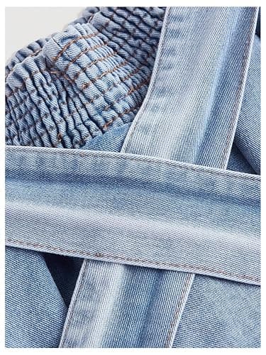 WDIRARA Women's Plus Size Bow Mini Denim Skirt Layered Ruffle Elastic Waist A Line Jean Skirts thumbnail 4