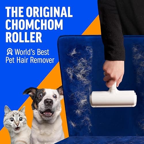 ChomChom Roller Pet Hair Remover – Original Size Reusable Lint Roller for Cat & Dog Hair on Furniture, Couch, Carpet, Car, Rugs & Bedding – Portable, Eco-Friendly (White) thumbnail 3
