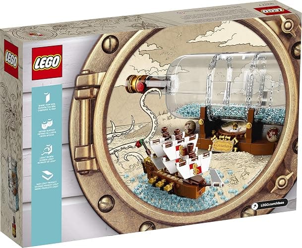 LEGO Ideas Ship in a Bottle 92177 Expert Building Kit, Snap Together Model Ship, Collectible Display Set and Toy for Adults (962 Pieces),Multicolor thumbnail 5