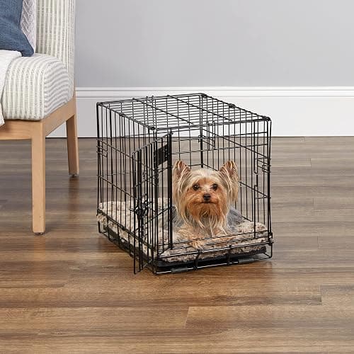 MidWest Homes for Pets Newly Enhanced Single Door iCrate Dog Crate, Includes Leak-Proof Pan, Floor Protecting Feet , Divider Panel & New Patented Features - Black - 18.0"L x 12.0"W x 14.0"H thumbnail 2