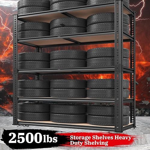 REIBII 2500LBS Garage Shelving Heavy Duty 72''H Storage Shelves 40" W Heavy Duty 5 Tier Metal Shelves Adjustable Pantry Shelf for Closet Pantry Basement Kitchen Warehouse 72" H x 40" W x 20" D, 2 Pack thumbnail 4