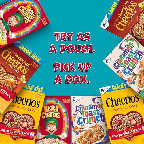 General Mills Cereal Variety Pack, Lucky Charms, Cinnamon Toast Crunch, Cheerios, and Honey Nut Cheerios, 8 Single Serve Pouches, 9.14 oz thumbnail 6