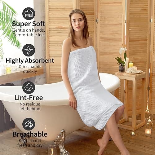 MICROFI New Microfiber Waffle Bath Towels, 2 Pieces, Oversized, Soft, Absorbent, Fast Drying, Lint Free 430 GSM (30''x60''/76cm x 152cm) thumbnail 4