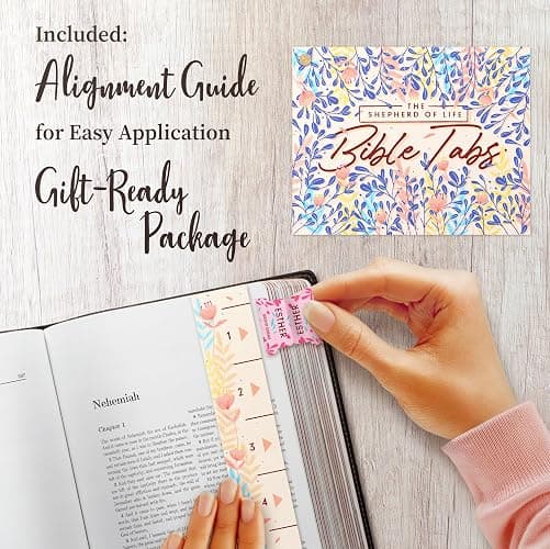 Bloom Gold™ Best Bible Tabs for Women – Soul Nourishing Book Summaries – 66 Peel-and-Stick Large Print Laminated Bible Book Tabs | Floral Tabs for Bible Study Supplies, Shepherd of Life thumbnail 5