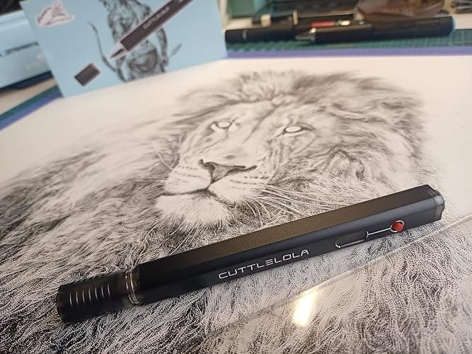 CUTTLELOLA Electric Dotspen II - the Black Knight, rechargeable pen for artists, hobbist, tatooist. Use Electric Pen for managa, sketching, stippling, pen and ink drawing,doodle etc. thumbnail 7