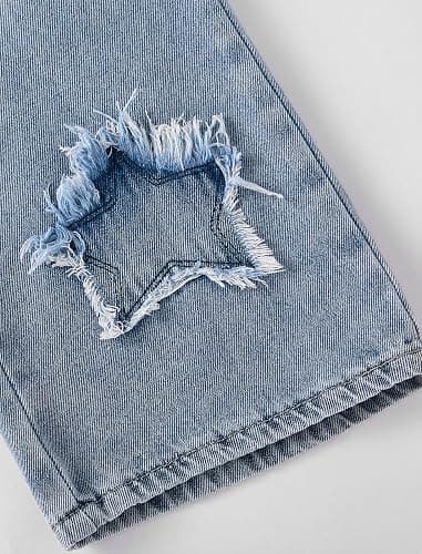 Fulihug Jeans for Girls Baggy Wide Leg Cute Bow High Elastic Waisted Denim Pants Y2K Boyfriend Skater Streetwear 7-14Y thumbnail 8