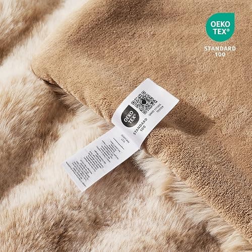 Cozy Bliss Faux Fur Throw Blanket for Couch, Fuzzy Soft Plush Thick Bubble Blanket for Sofa Bedroom Living Room, 50 * 60 Inches Tie-dye Beige thumbnail 5