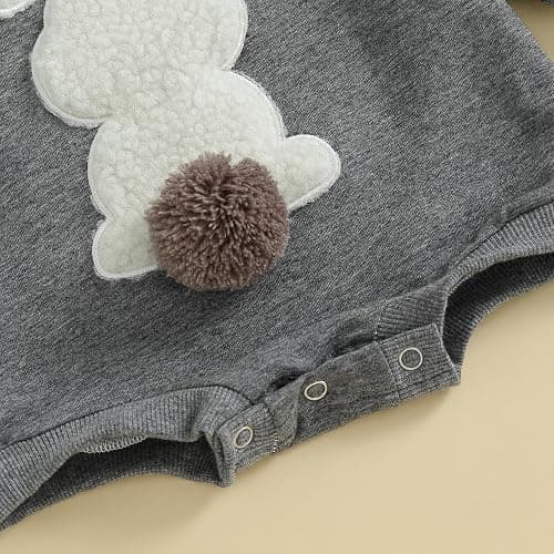 VISGOGO Newborn Infant Baby Boy Girls Oversized Romper Little Dude Sweater Onesie Coming Home Outfit Neutral Clothes - 0-6 Months - Grey-rabbit thumbnail 7