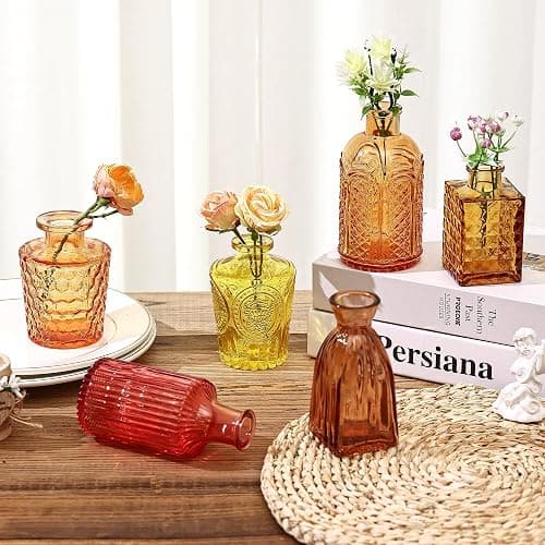 30 Pcs Colored Bud Vase Set,Vintage Glass Vases for Flower Centerpieces Wedding & Party Decor,Home Table Decorations,Bud Vases in Bulk for Housewarming thumbnail 2