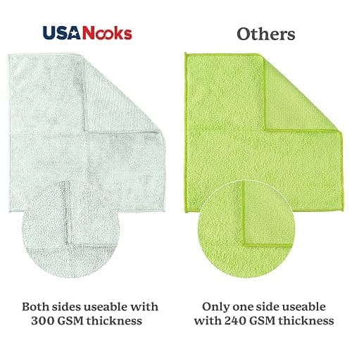 USANOOKS Microfiber Cleaning Cloth - Sea Green - 12Pcs (12.5x12.5 inch) High Performance - 1200 Washes, Ultra Absorbent Car Towel Traps Grime & Liquid for Streak-Free Mirror Shine - car Washing Cloth thumbnail 3