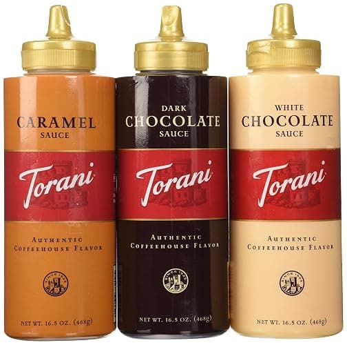 Torani Sauce 3 Pack Chocolate, Caramel, White Chocolate 16.5 Oz with NEW Packaging by Torani - Image 1