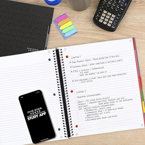 Five Star Advance Spiral Notebook + Study App, 5 Subject, College Ruled Paper, 8-1/2" x 11", 200 Sheets, Spiral Guard, Movable Tabbed Dividers, Amethyst Purple (820013G) thumbnail 4