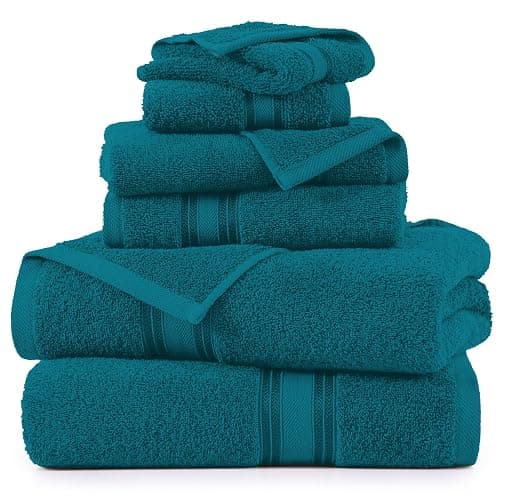 LANE LINEN Luxury 6-Piece Bath Towel Set - 100% Cotton, Quick-Dry, Super Absorbent, Zero Twist - Includes 2 Bath Towels, 2 Hand Towels, 2 Washcloths - Sea Port thumbnail 3