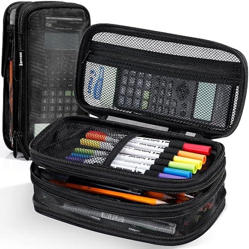 Zannaki Mesh Large Pencil Case,Expandable Pencil Bag with Large Compartments,Big Capacity Pencil Pouch Organizer with Zipper, Portable Stationery Pen Bag,Deformable School Supplies For Teen Girls Boys - Image 1