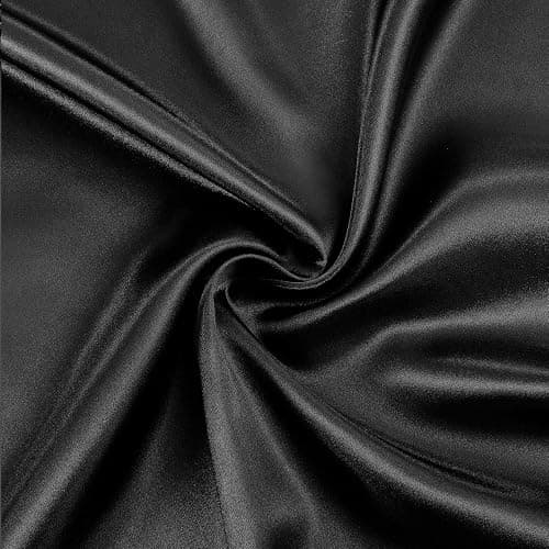 SiinvdaBZX 3-Piece Set Satin Twin Fitted Sheet & 2 Pillowcase, Black Silky Soft Fitted Bottom Sheet, Wrinkle Free, Fade Resistant, Deep Pocket Bed Sheet (Deep Up to 15") thumbnail 7
