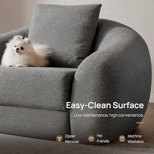 SICOTAS Curved Sofa Couch Bed for Living Room Convertible Futon Cloud Boneless Sleeper Chair Pull Out Floor Couch with Deep Seat Sofa Set Foam No Assembly Required for Bedroom Apartment, Dark Grey thumbnail 5