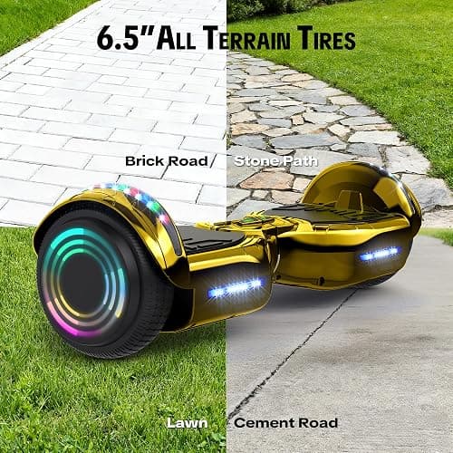 XERATH All Terrain hoverboard with Bluetooth Speakers,hoverboards for a 7-12 year old with bright LED lights and flashing wheels,hoverboard adult with self-balancing control system&UL2272 Safety Certification,for All Ages (GOLD) thumbnail 5