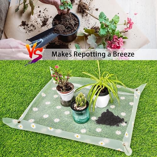 Repotting Mat for Indoor Plants Waterproof Clear Potting Mat Foldable Plant Potting Repotting Tray Portable Gardening Tray for Indoor Potting Soil, House Plants Orchid,Succulents 31.5 x 23.6 thumbnail 3
