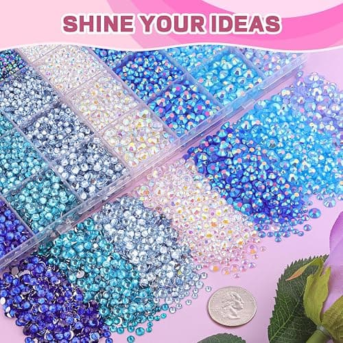 20000Pcs Blue Rhinestones for Bedazzling Kit with 3Pcs B7000 Jewelry Glue, Resin Rhinestones for Crafting Crafts，Bedazzler Kit Flatback Gems for Clothing Shoes Tumblers Nail Art thumbnail 7