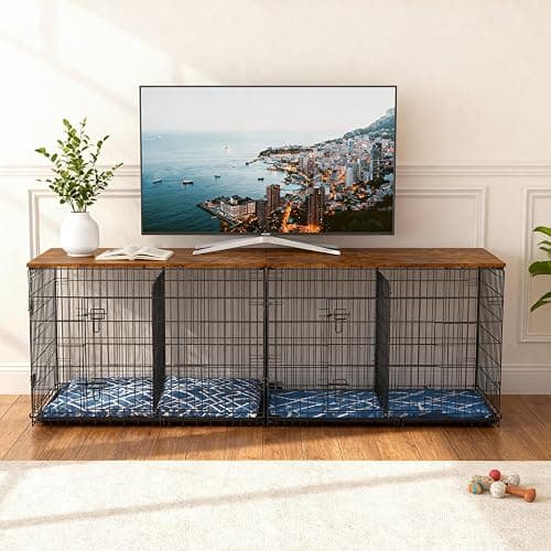 Piskyet Dog Crate Topper Wood Countertop for 48 42 36 30 24 inch Dog Cage, Dog Crate Cover,Dog Kennel Topper(Crate Not Include) (Rustic Brown, for 30 Inch Crate) thumbnail 6