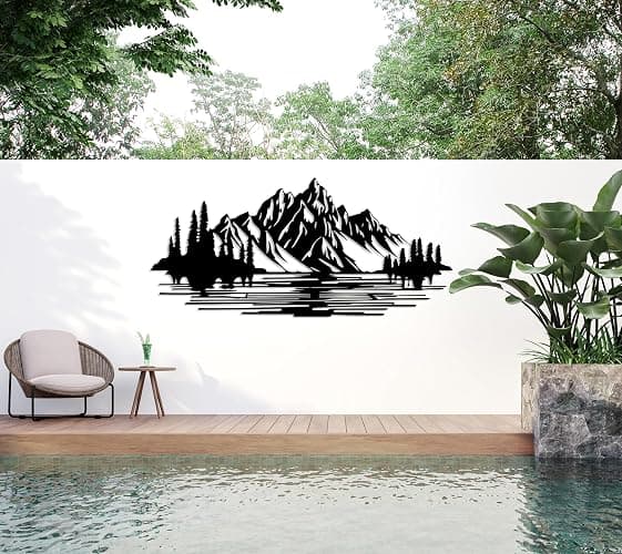 DecoSoul Mountain Forest Metal Wall Decor, Nature and Trees Wall Art, Metal Outdoor Wildlife Lover Gift, Farmhouse Yard Wall Decor, Fireplace Wall Sculptures, Housewarming Gift thumbnail 6