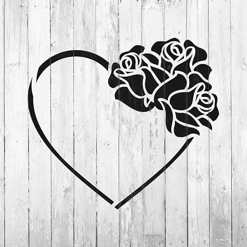 Heart with Roses - Girly, Love, Heart Rose, Hearts, Romantic Stencil thumbnail 4