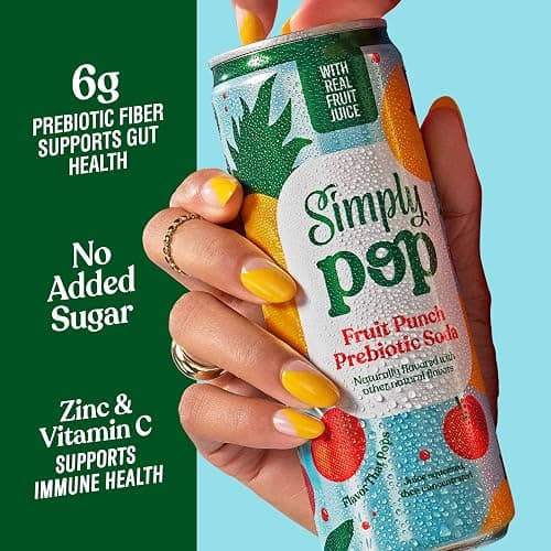 Simply POP Prebiotic Soda Fruit Punch Cans, 12 fl oz, 12 Pack thumbnail 2