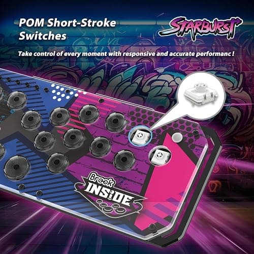Brook Fighter Starburst All-Button Arcade Controller for PS5, PS4, Xbox Series X|S, NS & NS2, PC – Hot-Swappable Switches, RGB Lighting, Adjustable Angles, Tournament-Grade Performance thumbnail 2