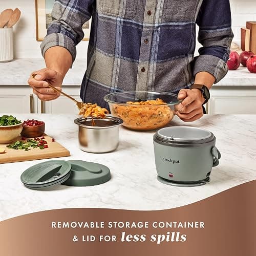 Crock-Pot Portable Electric Lunch Box 20-Ounce Food Warmer Moonshine Green | Ideal for Travel On-the-Go | Keeps Food Spill-Free Warm & Tasty | Dishwasher-Safe thumbnail 4