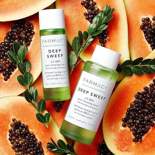 Farmacy 2% Salicylic Acid Toner for Face - Deep Sweep Gentle BHA Exfoliant for Oily Skin - Refines Texture with Papaya Enzymes & Moringa Water for a Healthy-Looking Complexion (50ml) thumbnail 10