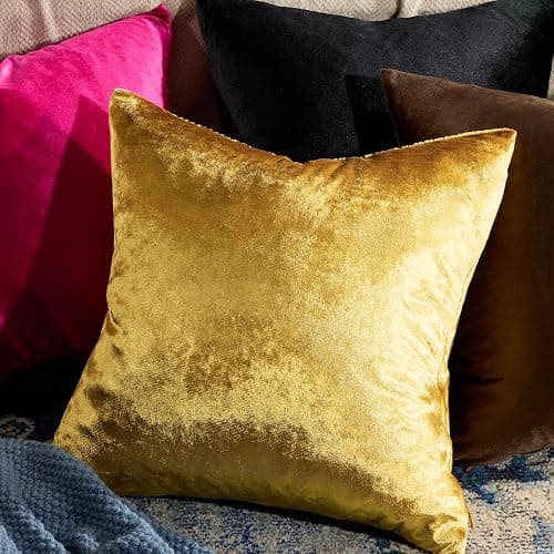 GIGIZAZA Gold Velvet Pillow Covers 16x16, Set of 2 Couch Throw Decorative Pillow Covers Soft Modern Living Room Square Cushion Fall Pillowcases thumbnail 2