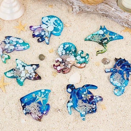 Pulcher Resin Molds, 16 Marine Terrestrial Amphibious Animals Keychain Making Silicone Mold for Epoxy Resin Casting Craft DIY Pendants Ornaments Decoration Gift thumbnail 4