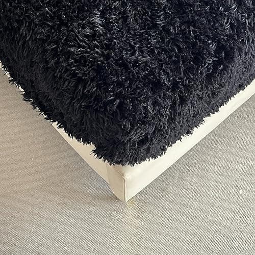 chovy Faux Fur Black Full Sheet Set with Extra Soft Plush Velvet Flannel Fluffy Fuzzy (Pillowcase x 2, Flat Sheet x 1, Fitted Sheet x 1) thumbnail 8
